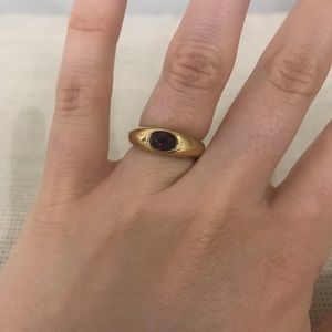 Joan Rivers Gold Tone Purple Stone Signet Style